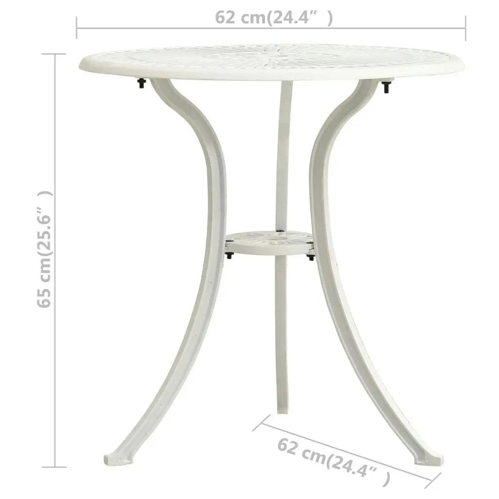 Garden Table White 62x62x65 cm Cast Aluminium 315581