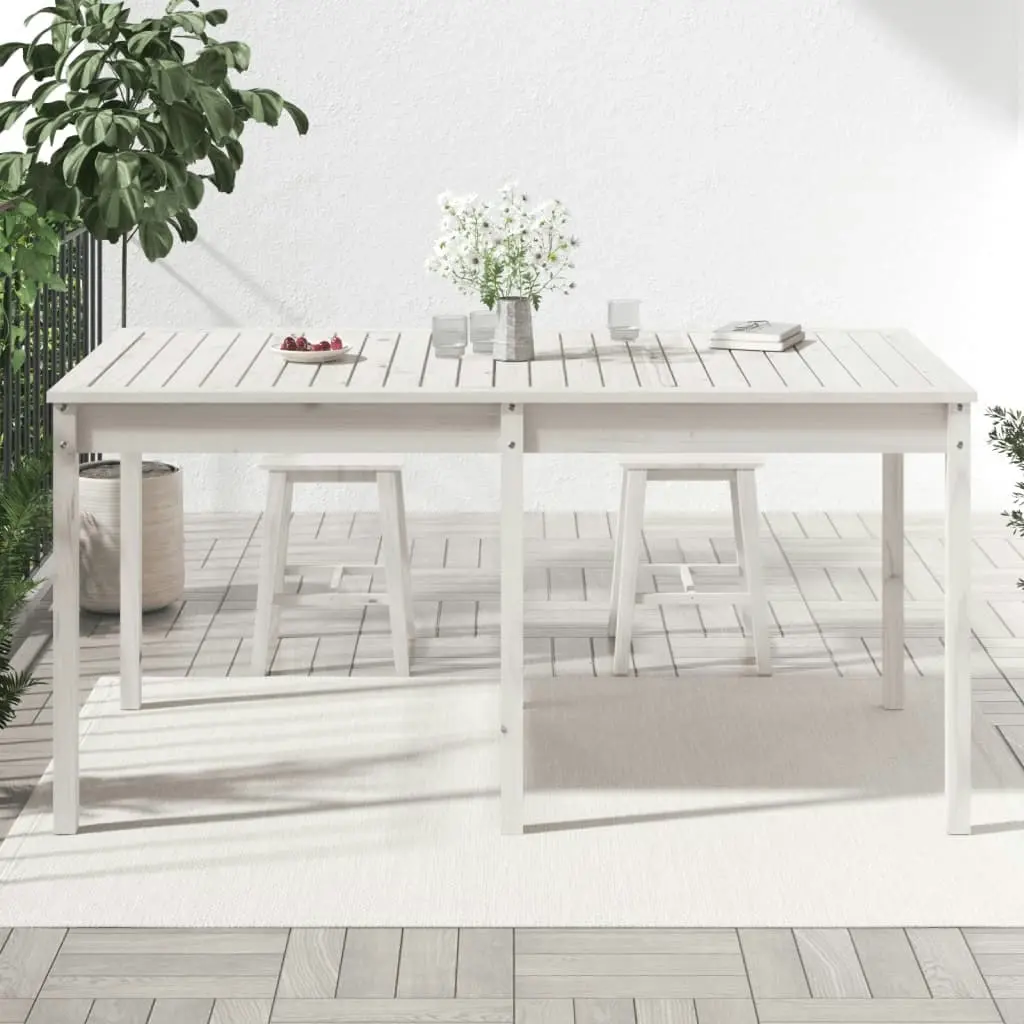 Garden Table White 159.5x82.5x76 cm Solid Wood Pine 823977