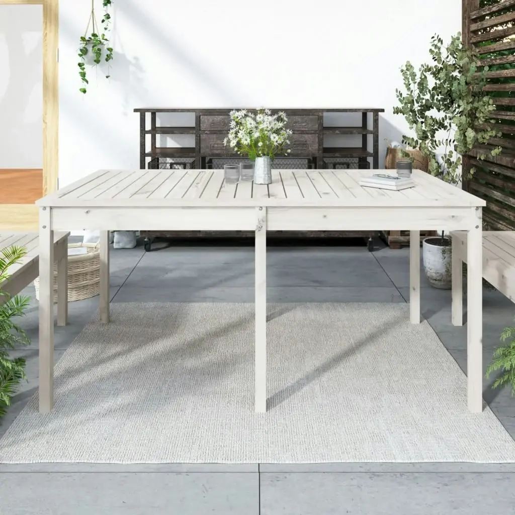 Garden Table White 159.5x82.5x76 cm Solid Wood Pine 823977