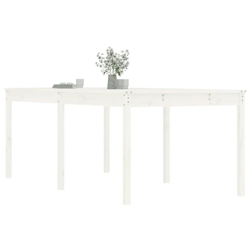 Garden Table White 203.5x100x76 cm Solid Wood Pine 823984