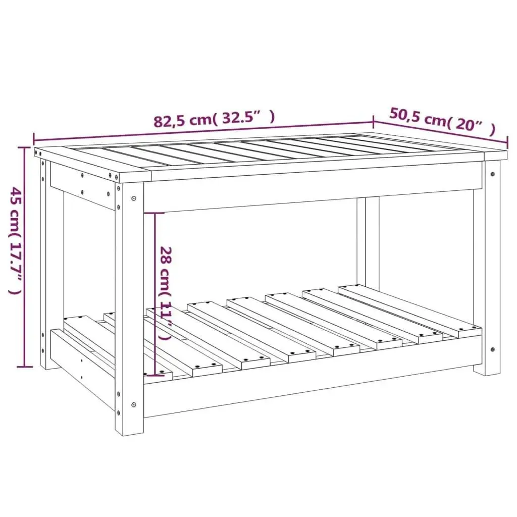 Garden Table White 82.5x50.5x45 cm Solid Wood Pine 824135