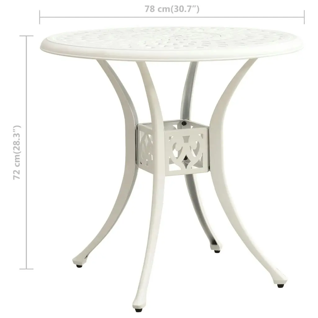 Garden Table White 78x78x72 cm Cast Aluminium 315584