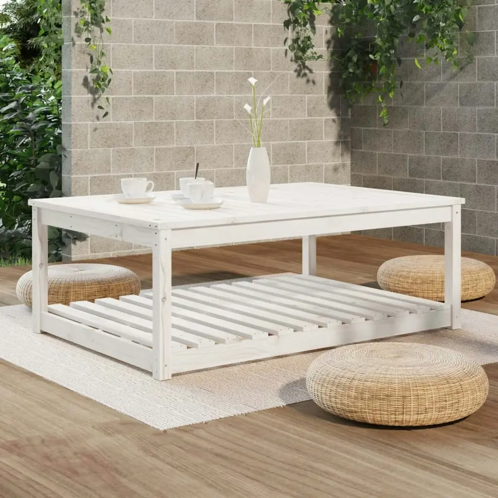 Garden Table White 121x82.5x45 cm Solid Wood Pine 824149