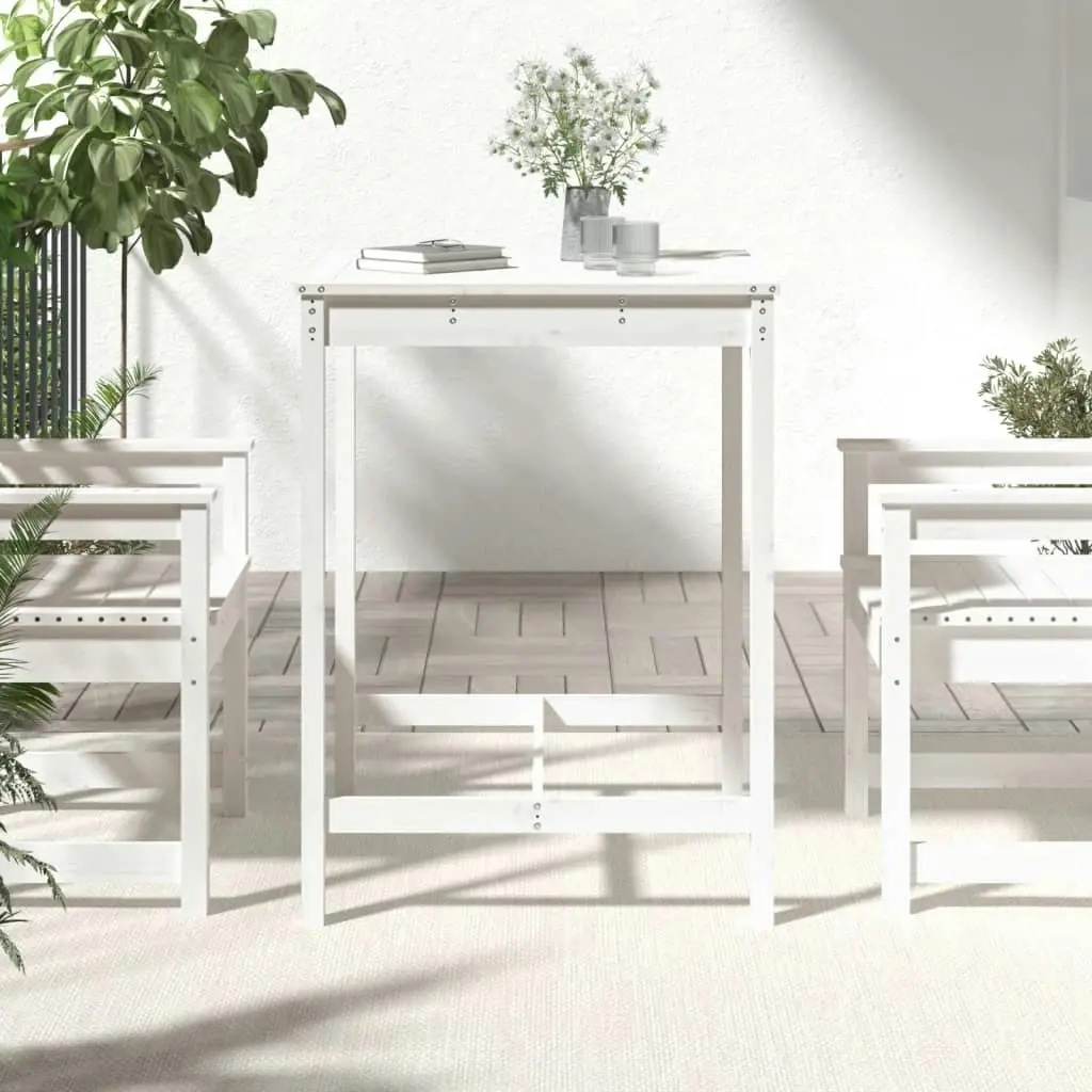 Garden Table White 82.5x82.5x110 cm Solid Wood Pine 824082