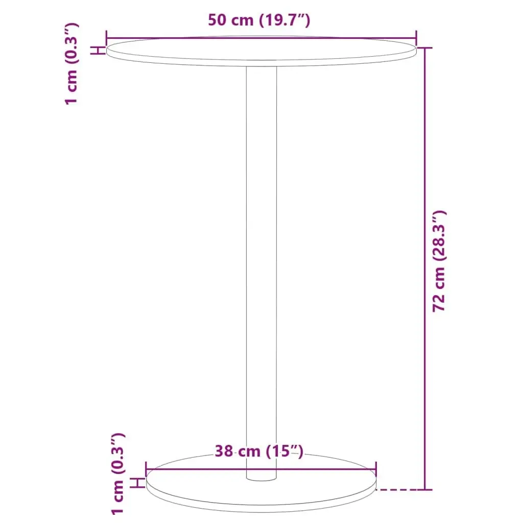 Garden Table Round Black Ã˜50x72 cm Steel 4009308