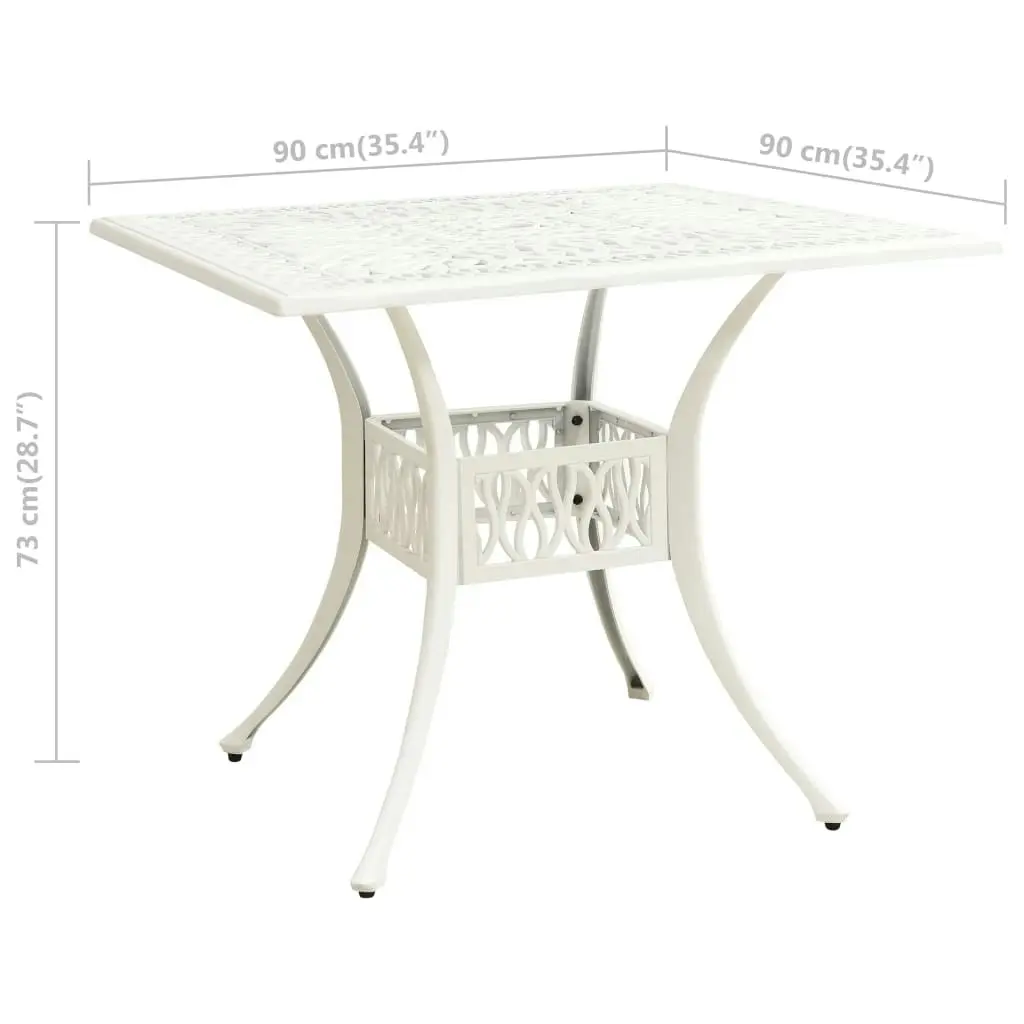 Garden Table White 90x90x73 cm Cast Aluminium 315590