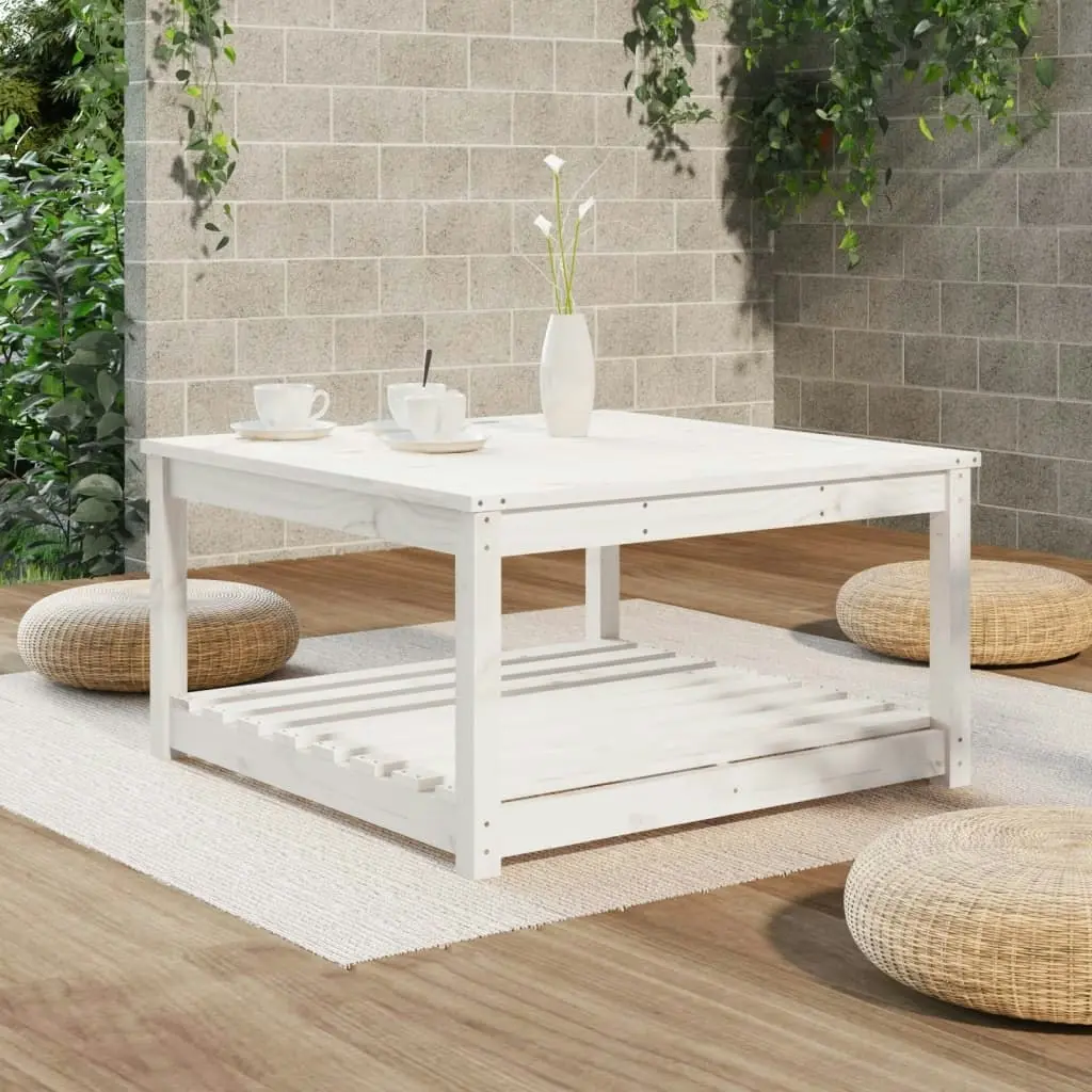 Garden Table White 82.5x82.5x45 cm Solid Wood Pine 824142