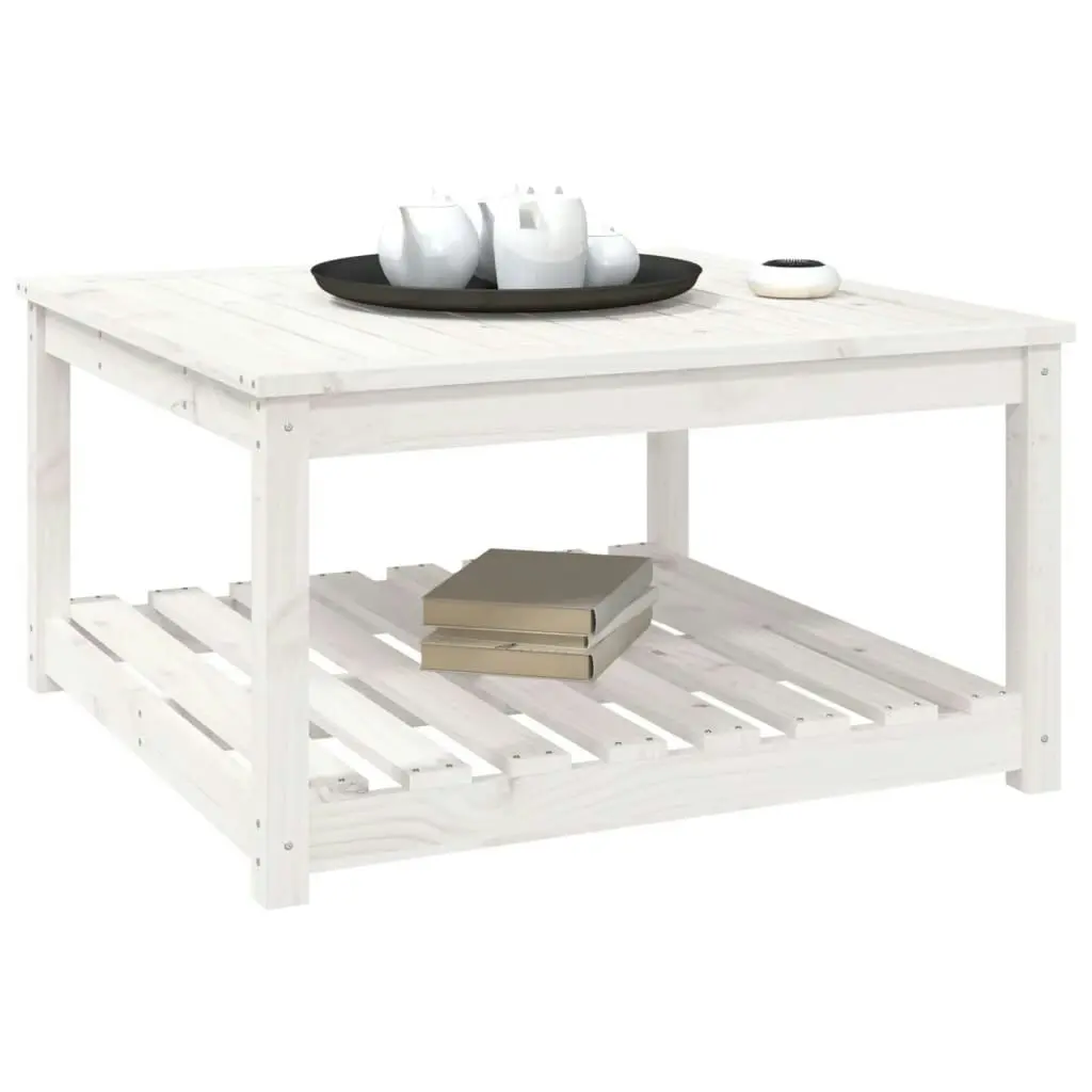 Garden Table White 82.5x82.5x45 cm Solid Wood Pine 824142