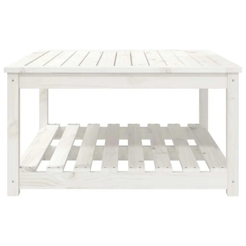 Garden Table White 82.5x82.5x45 cm Solid Wood Pine 824142