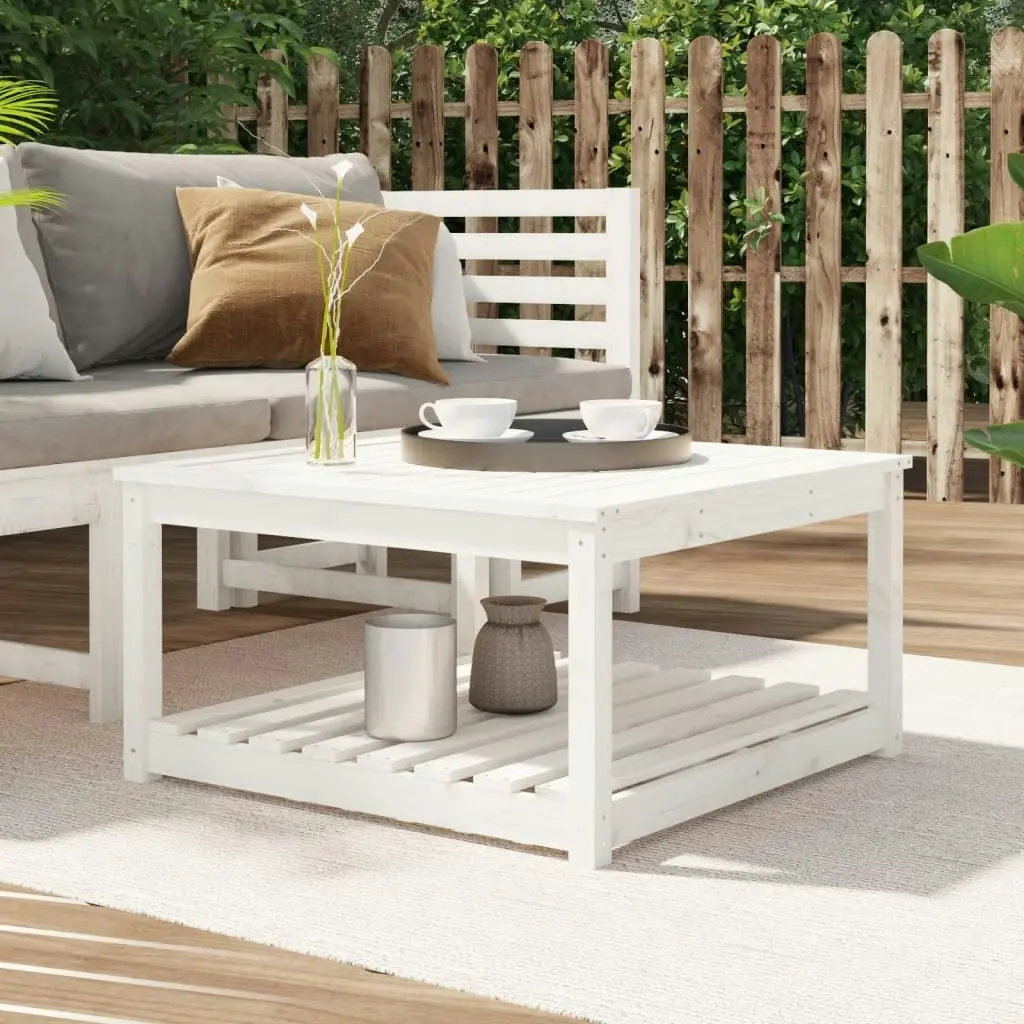 Garden Table White 82.5x82.5x45 cm Solid Wood Pine 824142