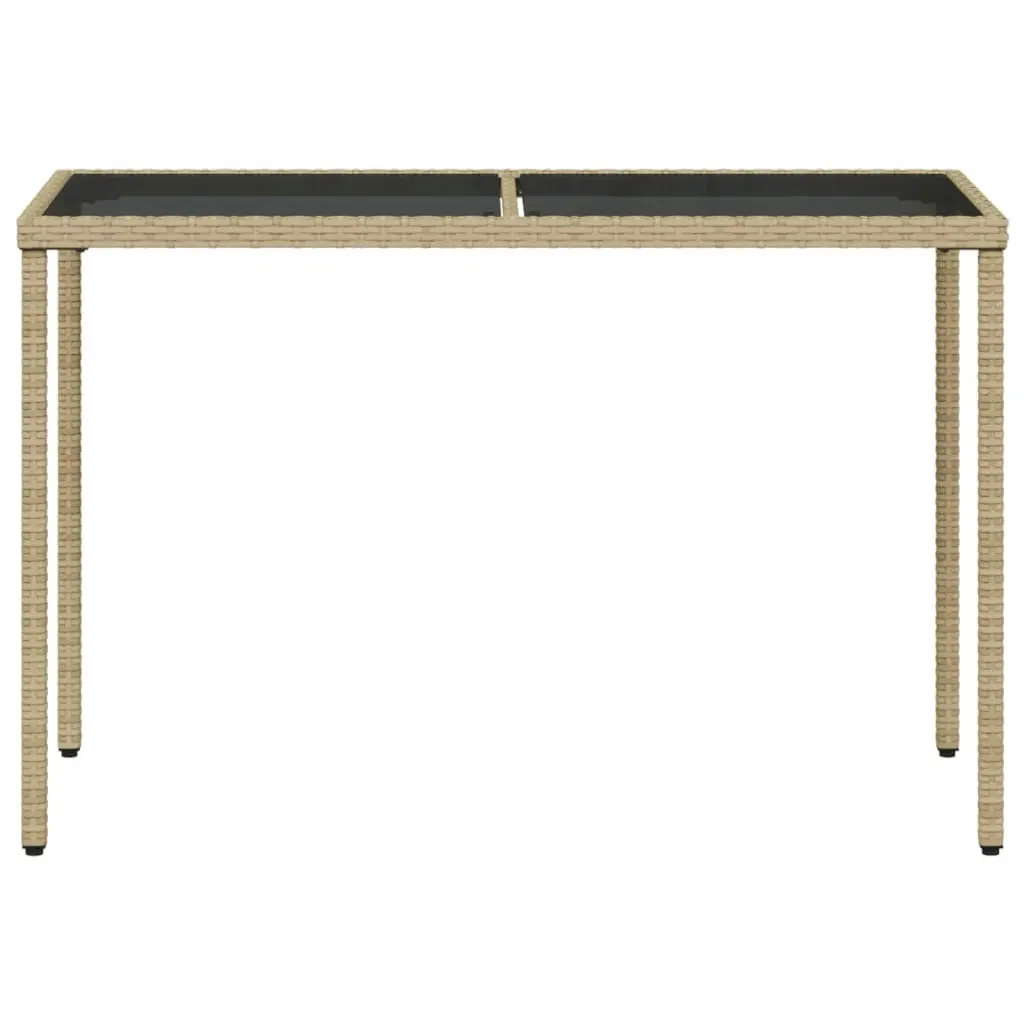 Garden Table with Glass Top Beige 115x54x74 cm Poly Rattan 365075