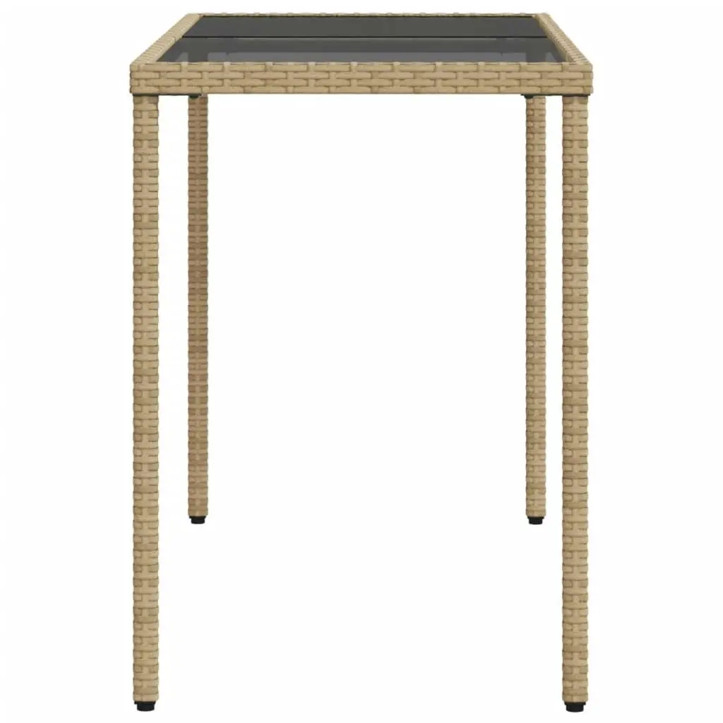 Garden Table with Glass Top Beige 115x54x74 cm Poly Rattan 365075