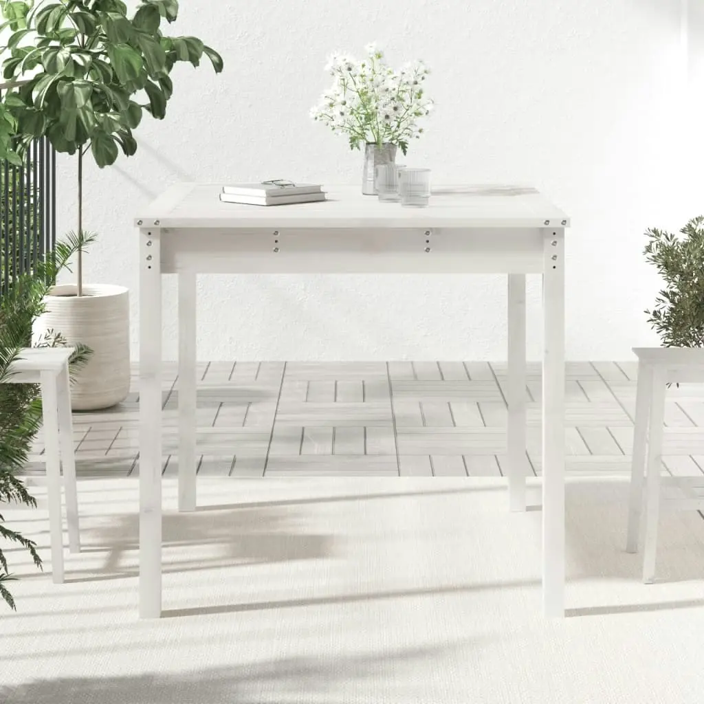 Garden Table White 82.5x82.5x76 cm Solid Wood Pine 823963