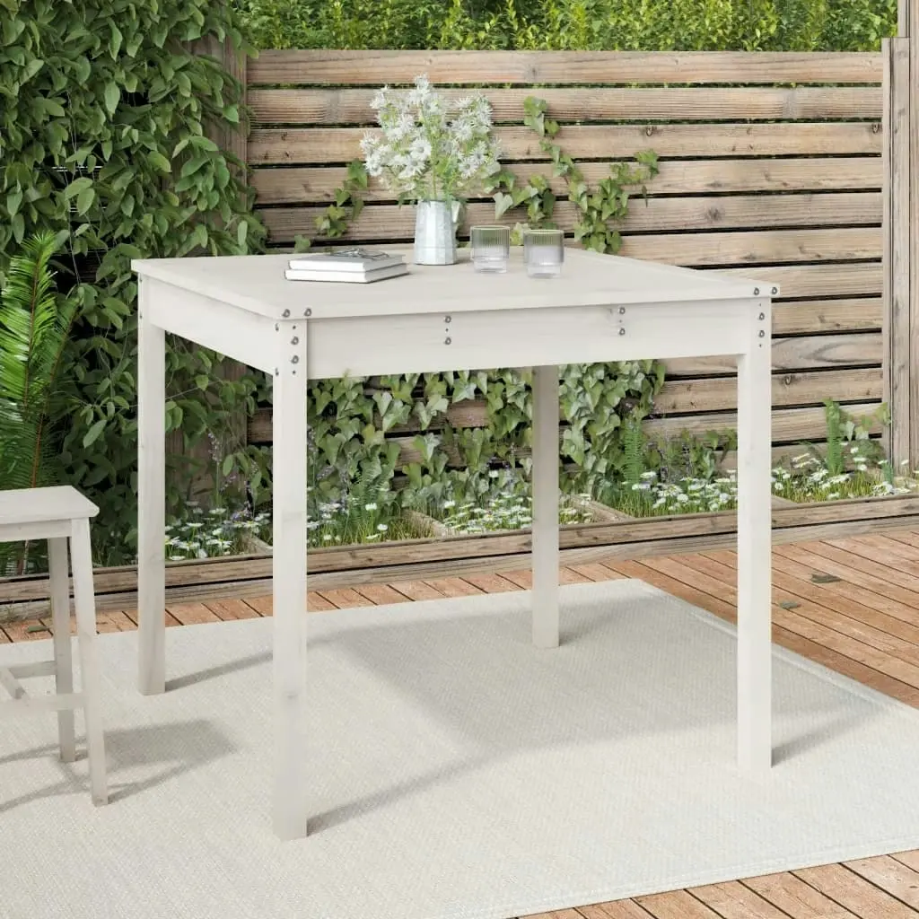 Garden Table White 82.5x82.5x76 cm Solid Wood Pine 823963