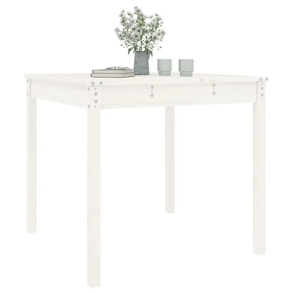 Garden Table White 82.5x82.5x76 cm Solid Wood Pine 823963