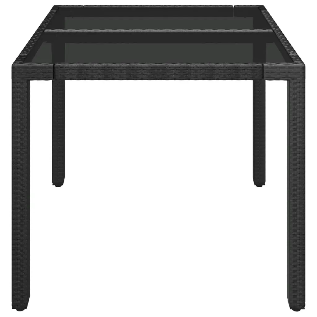 Garden Table with Glass Top Black 90x90x75 cm Poly Rattan 319895