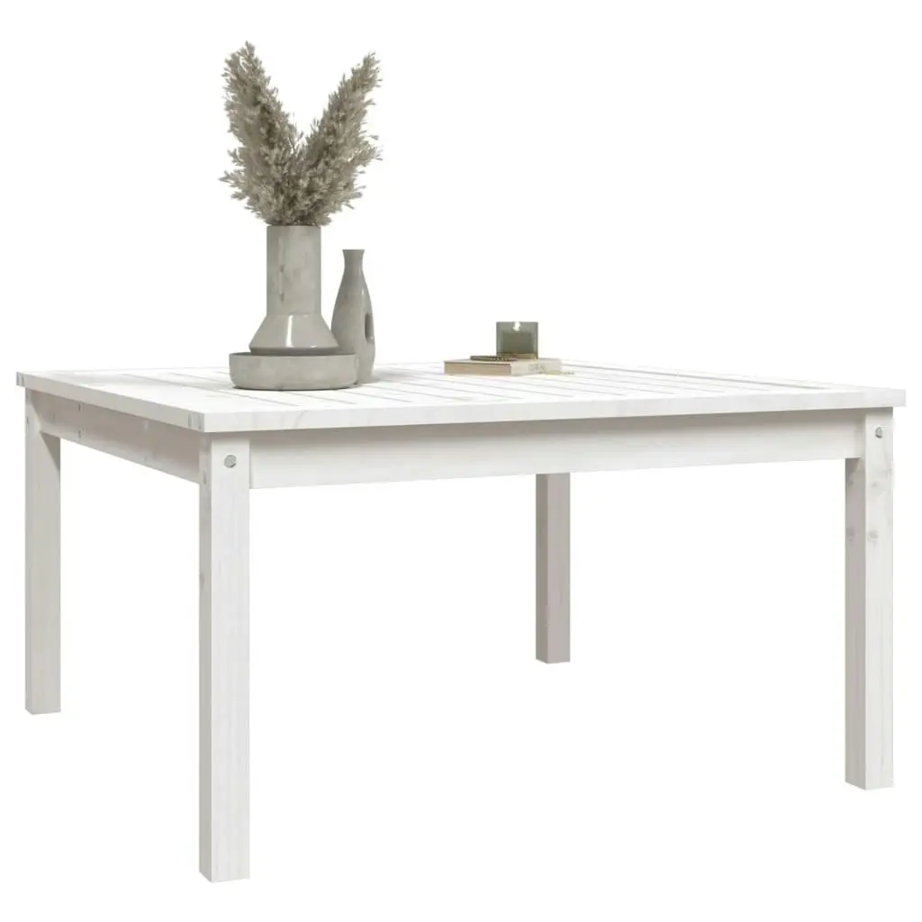 Garden Table White 82.5x82.5x45 cm Solid Wood Pine 824121