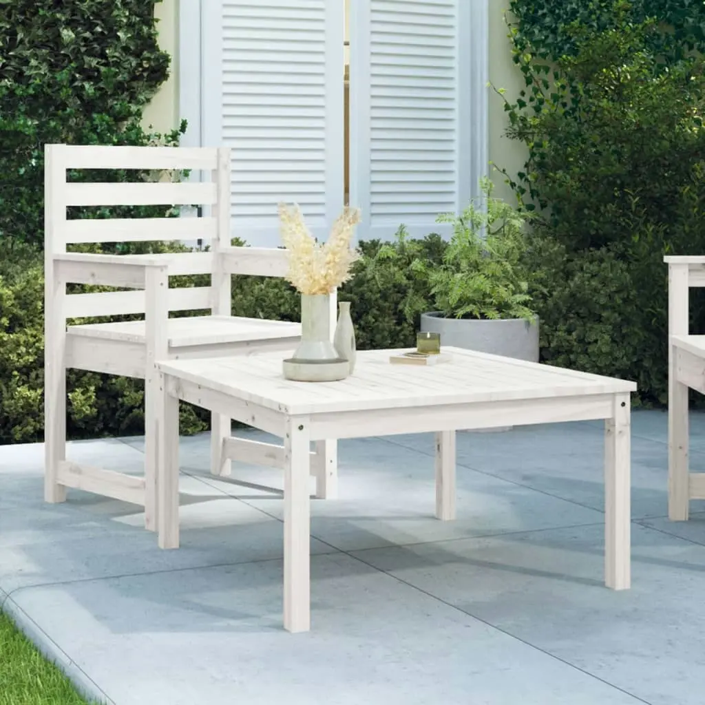 Garden Table White 82.5x82.5x45 cm Solid Wood Pine 824121