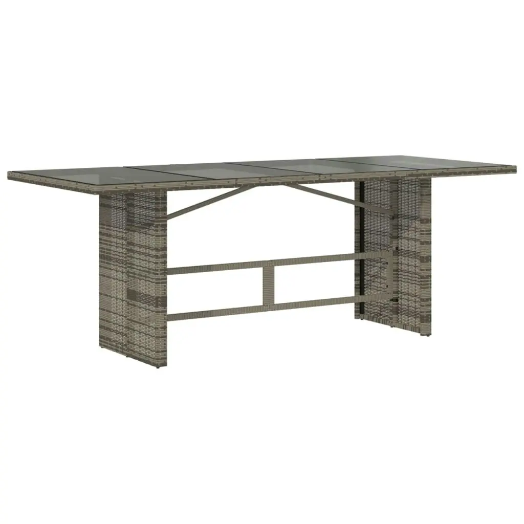 Garden Table with Glass Top Grey 190x80x74 cm Poly Rattan 365306