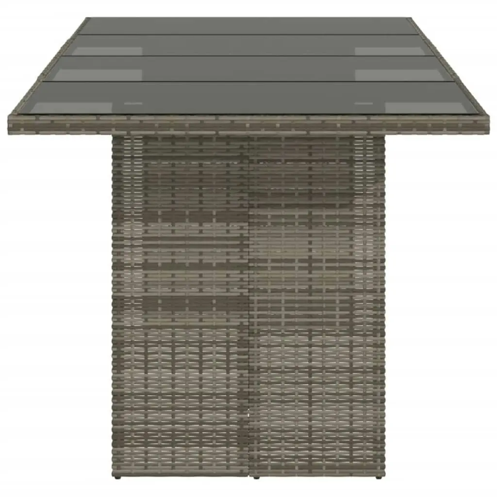 Garden Table with Glass Top Grey 190x80x74 cm Poly Rattan 365306