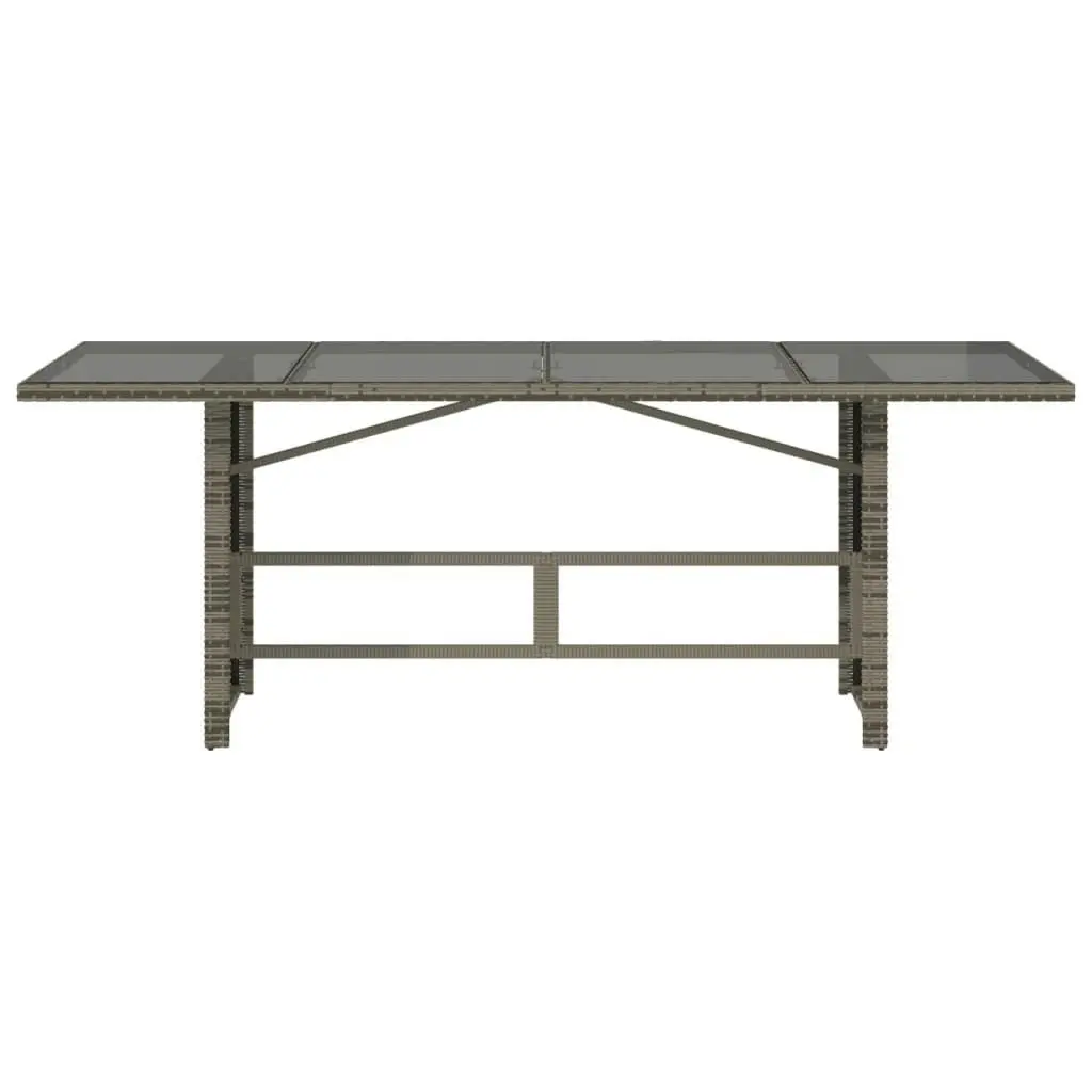 Garden Table with Glass Top Grey 190x80x74 cm Poly Rattan 365306