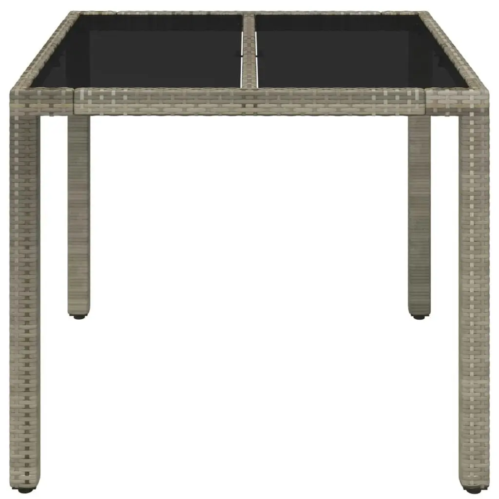 Garden Table with Glass Top Grey 90x90x75 cm Poly Rattan 319896