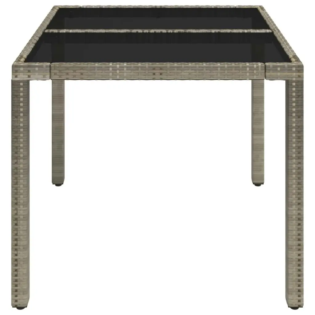 Garden Table with Glass Top Grey 90x90x75 cm Poly Rattan 319896