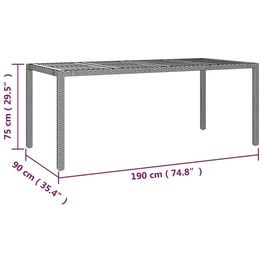 Garden Table with Wooden Top Grey Poly Rattan&Solid Wood Acacia 319555