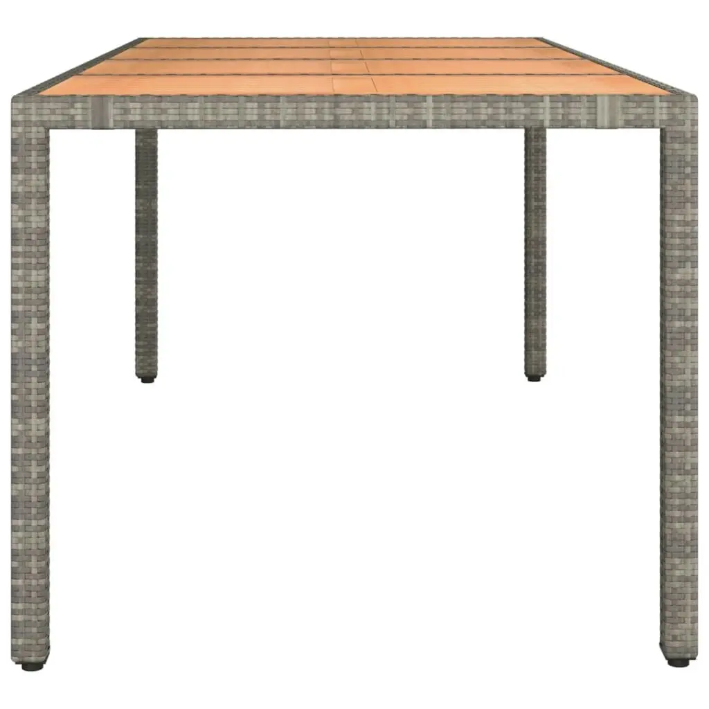 Garden Table with Wooden Top Grey Poly Rattan&Solid Wood Acacia 319555