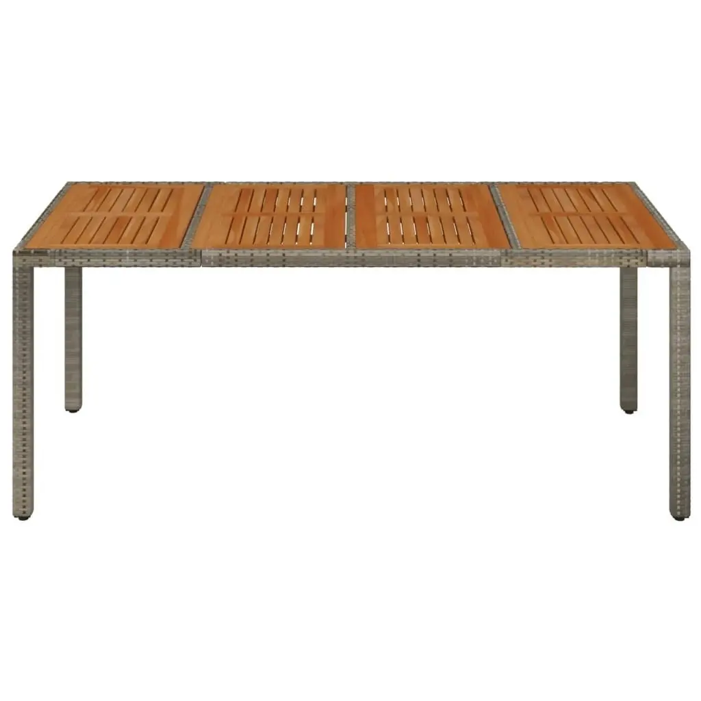 Garden Table with Wooden Top Grey 190x90x75 cm Poly Rattan 319906