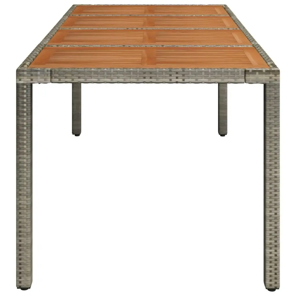 Garden Table with Wooden Top Grey 190x90x75 cm Poly Rattan 319906