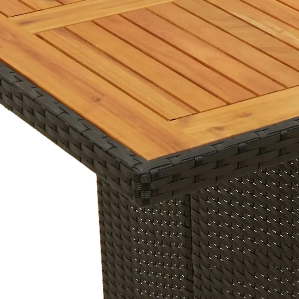 Garden Table with Acacia Wood Top Black 190x80x74 cm Poly Rattan 365309