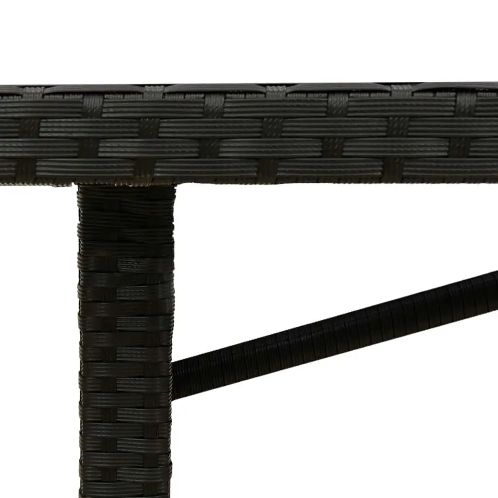 Garden Table with Acacia Wood Top Black 190x80x74 cm Poly Rattan 365309