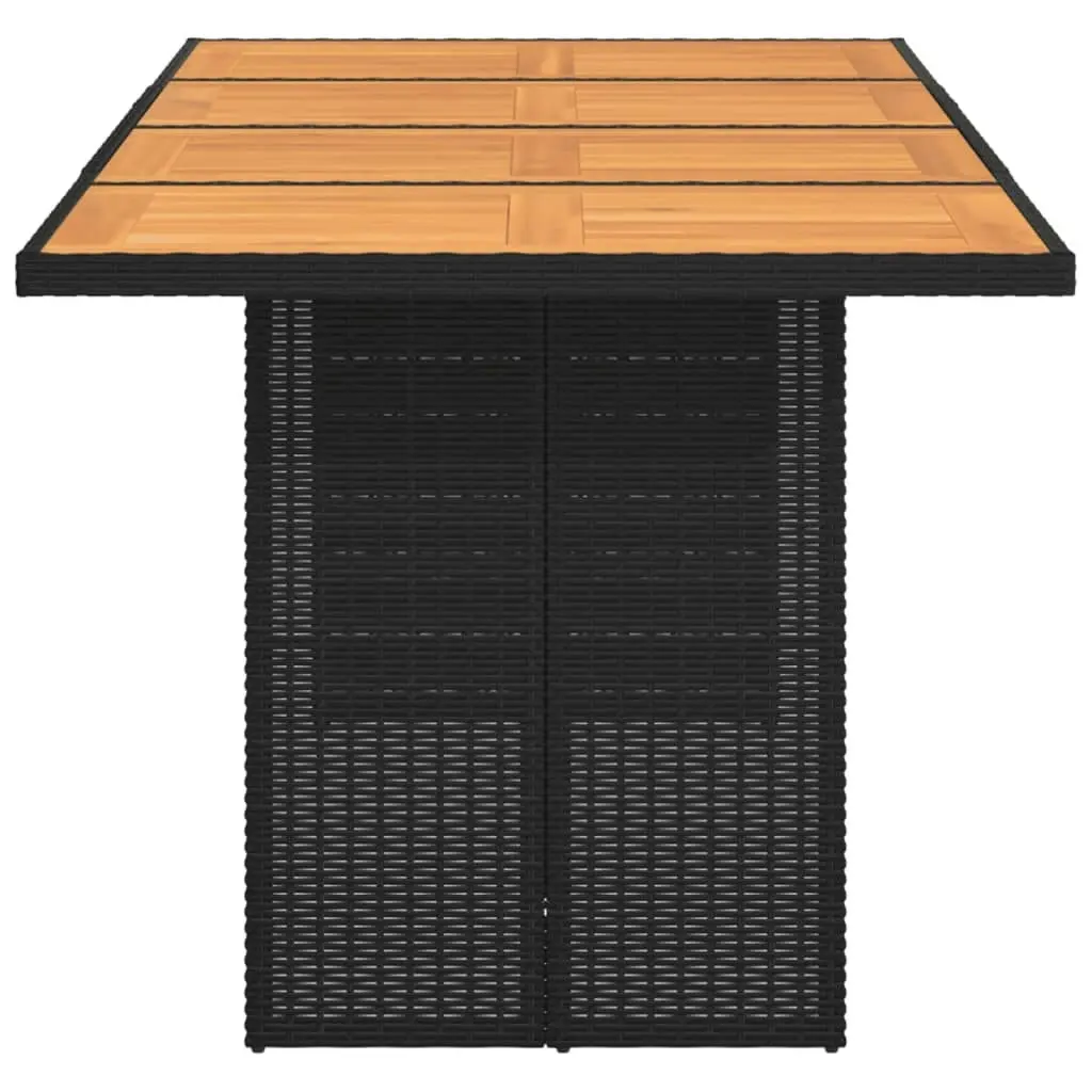 Garden Table with Acacia Wood Top Black 190x80x74 cm Poly Rattan 365309