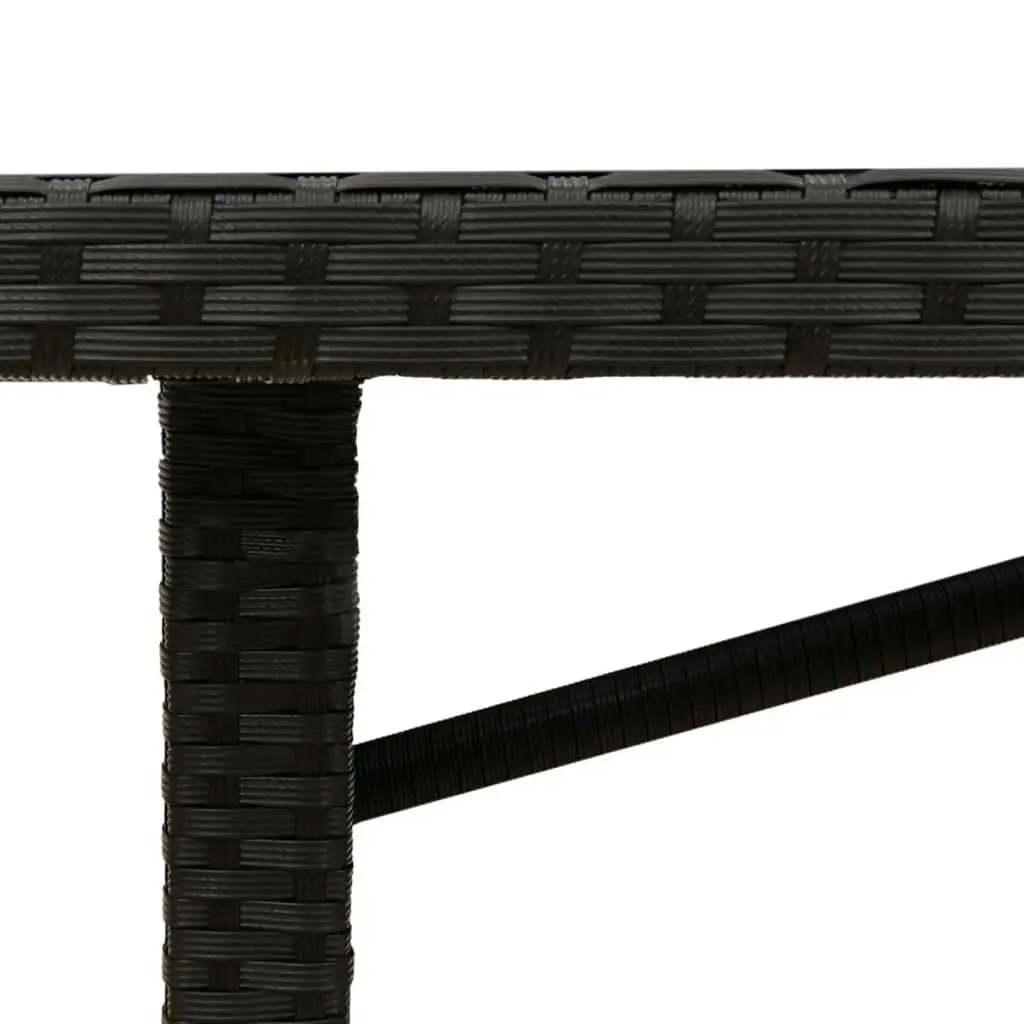 Garden Table with Glass Top Black 190x80x74 cm Poly Rattan 365304