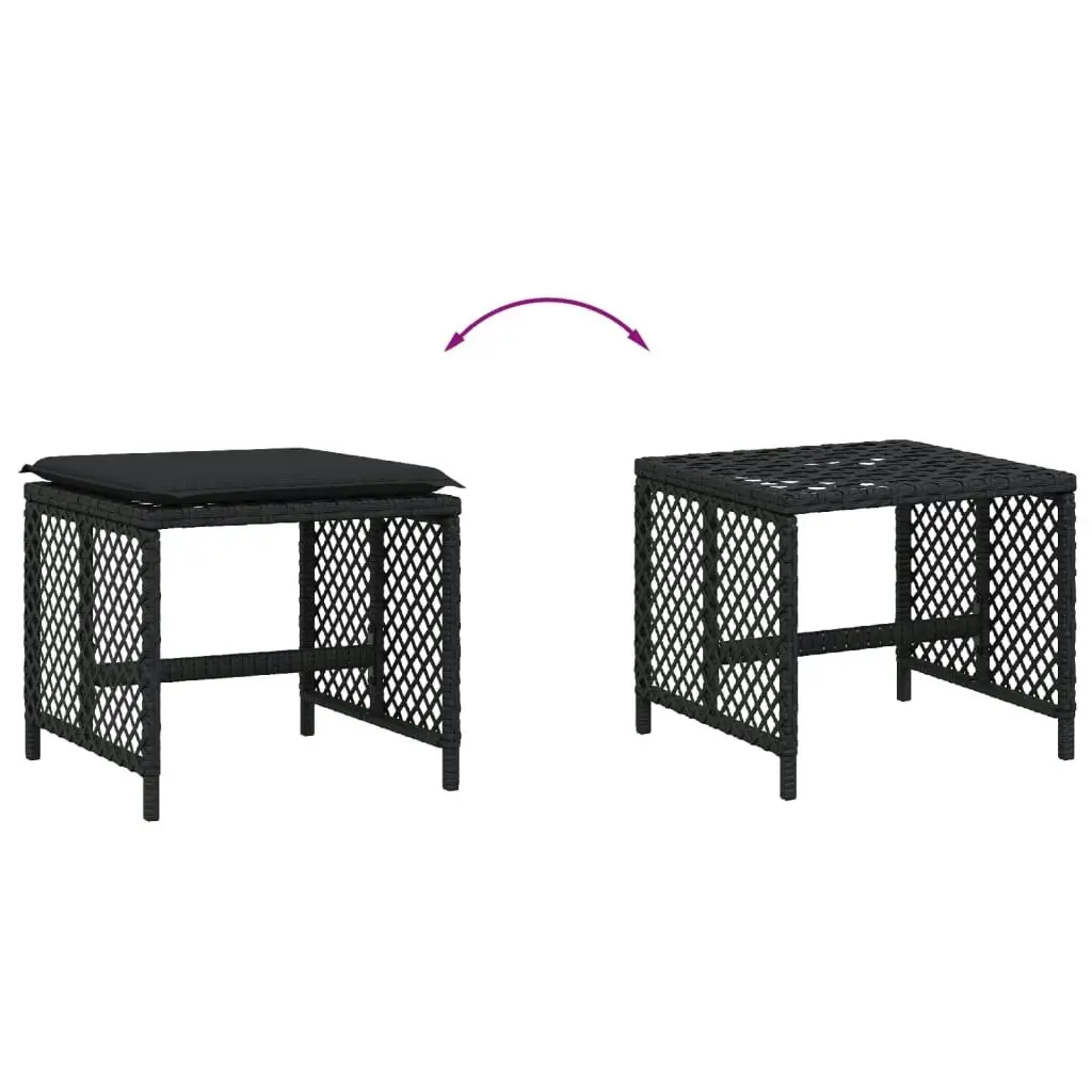 Garden Stools with Cushions 4 pcs Black 41x41x36 cm Poly Rattan 365049