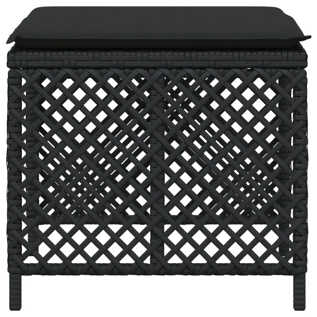 Garden Stools with Cushions 4 pcs Black 41x41x36 cm Poly Rattan 365049