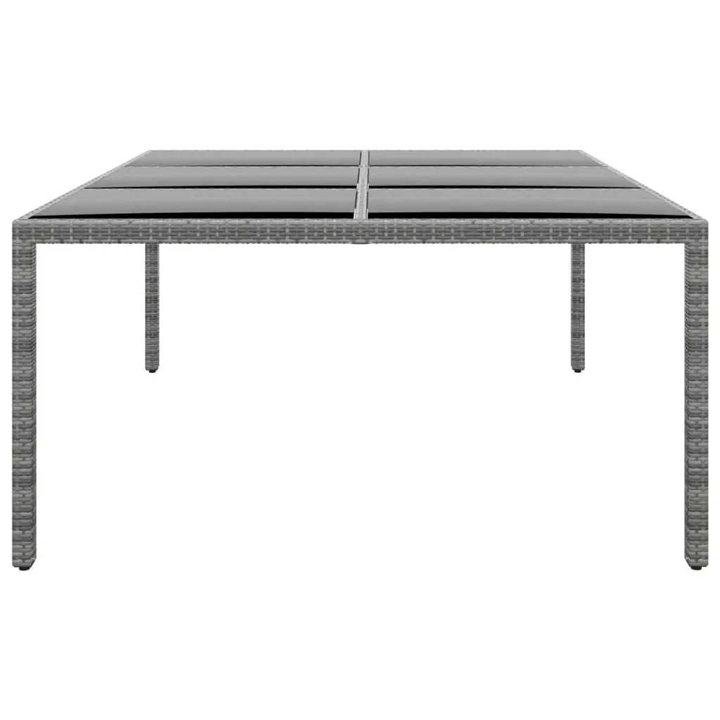 Garden Table 200x150x75 cm Tempered Glass and Poly Rattan Grey 310587