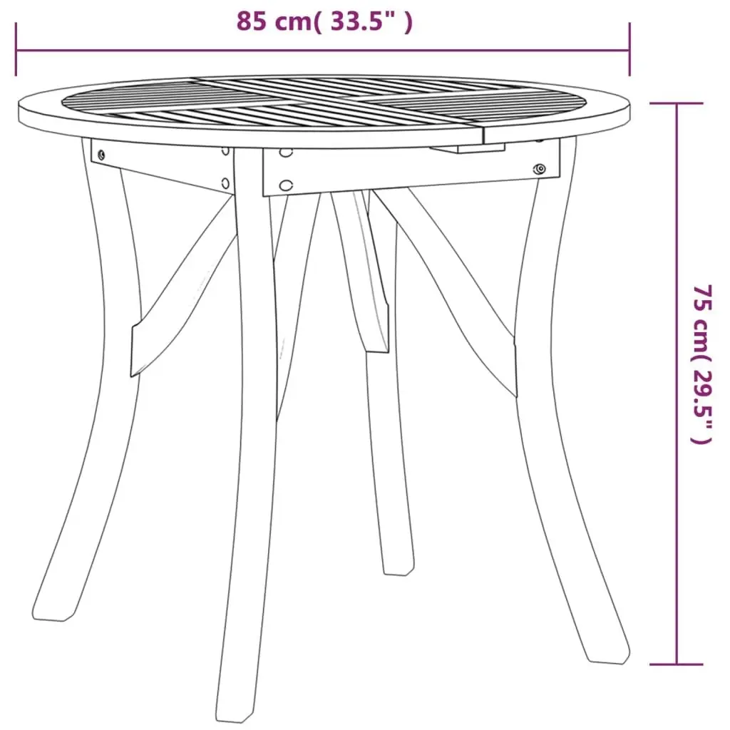 Garden Table Ø 85 cm Solid Wood Acacia 363302