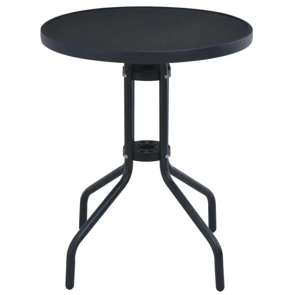 Garden Table Black 60 cm Steel and Glass 47252