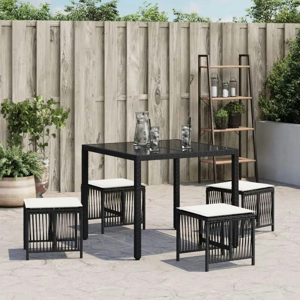 Garden Stools with Cushions 4 pcs Black 41x41x36 cm Poly Rattan 365055