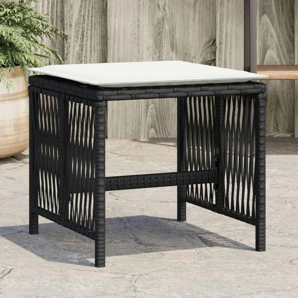 Garden Stools with Cushions 4 pcs Black 41x41x36 cm Poly Rattan 365055