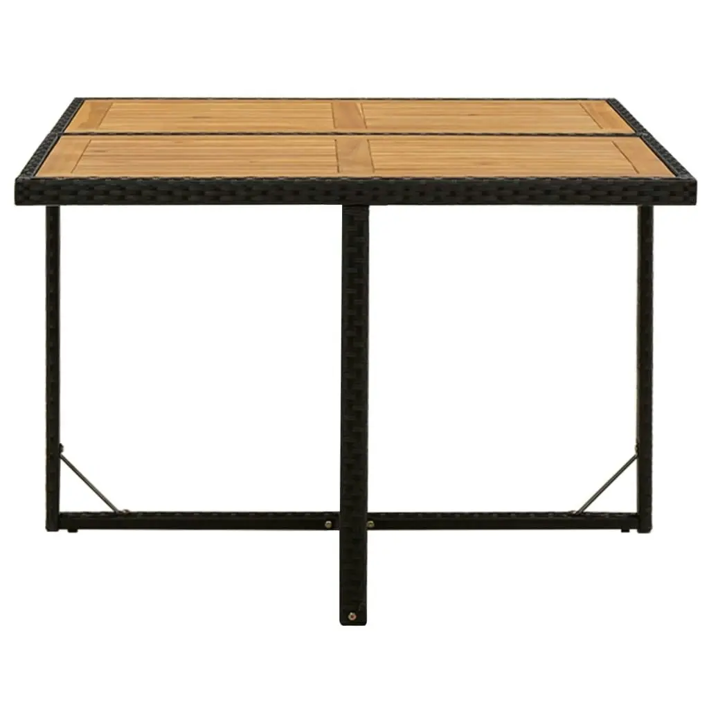 Garden Table Black 109x107x74 cm Poly Rattan&Solid Wood Acacia 316790