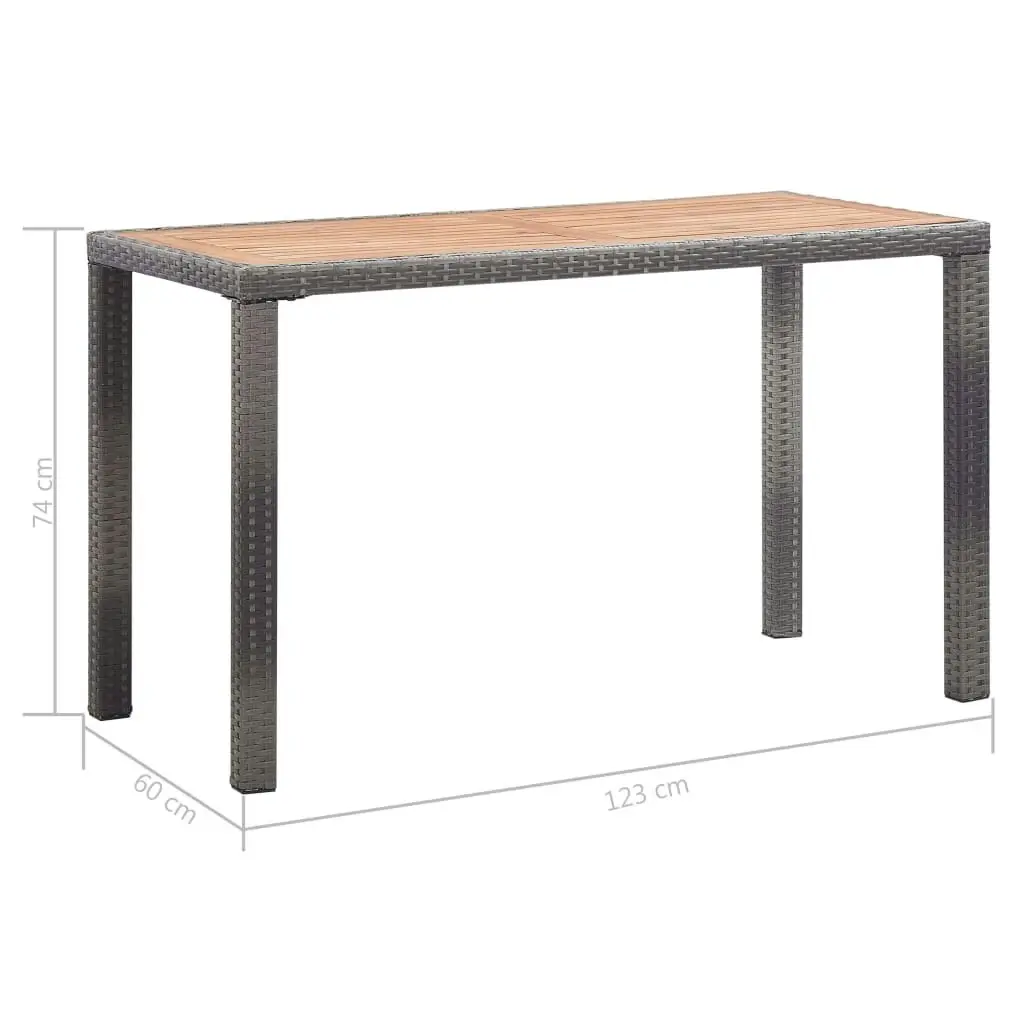 Garden Table Anthracite and Brown 123x60x74 cm Solid Acacia Wood 46451