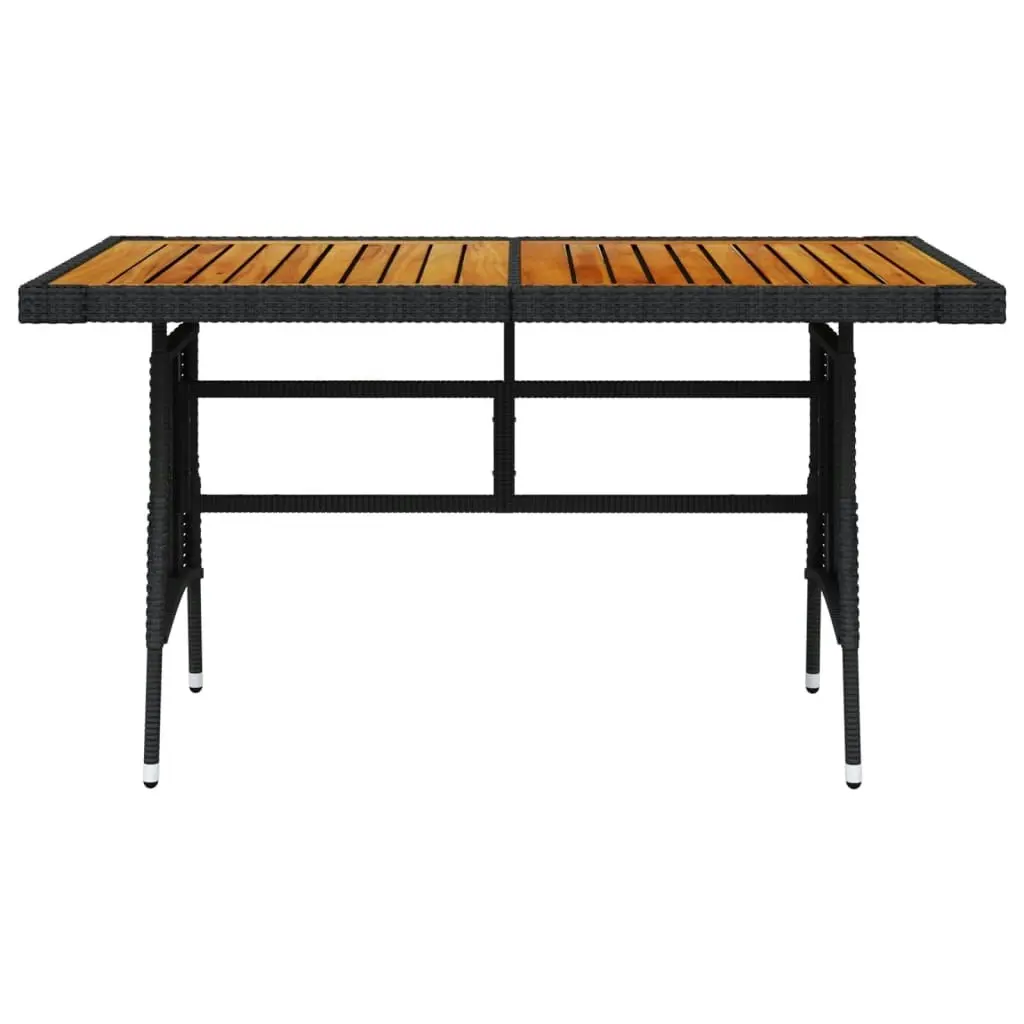 Garden Table Black 130x70x72 cm Poly Rattan & Solid Acacia Wood 318693