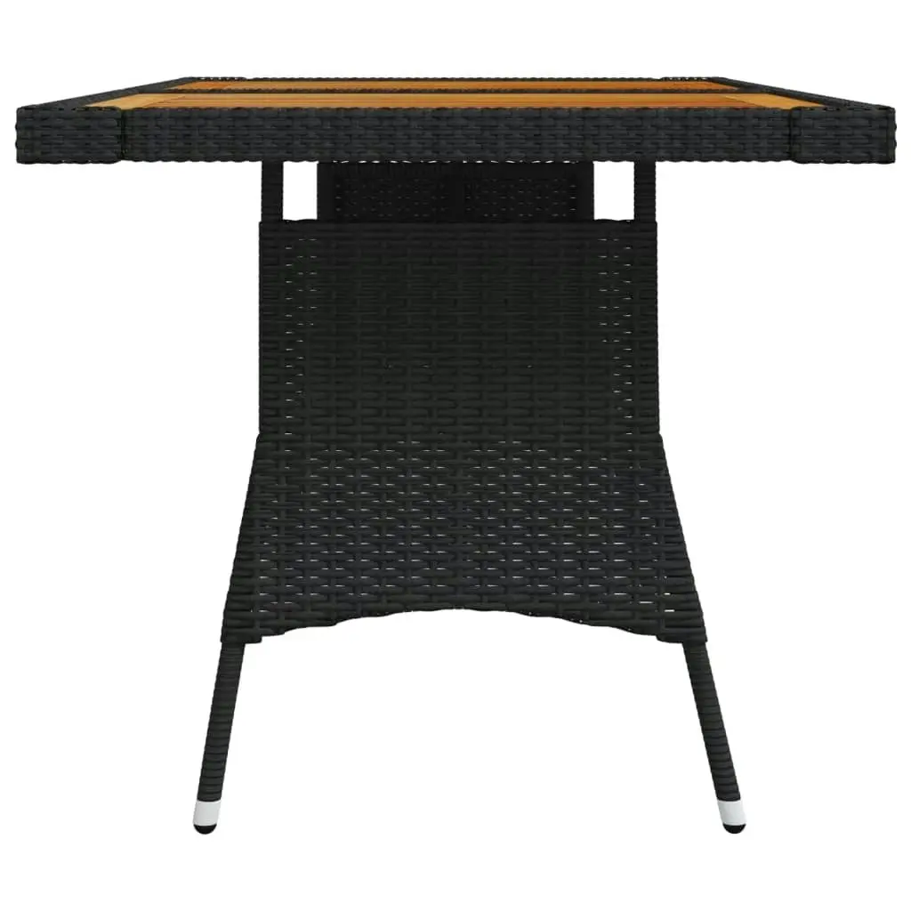 Garden Table Black 130x70x72 cm Poly Rattan & Solid Acacia Wood 318693