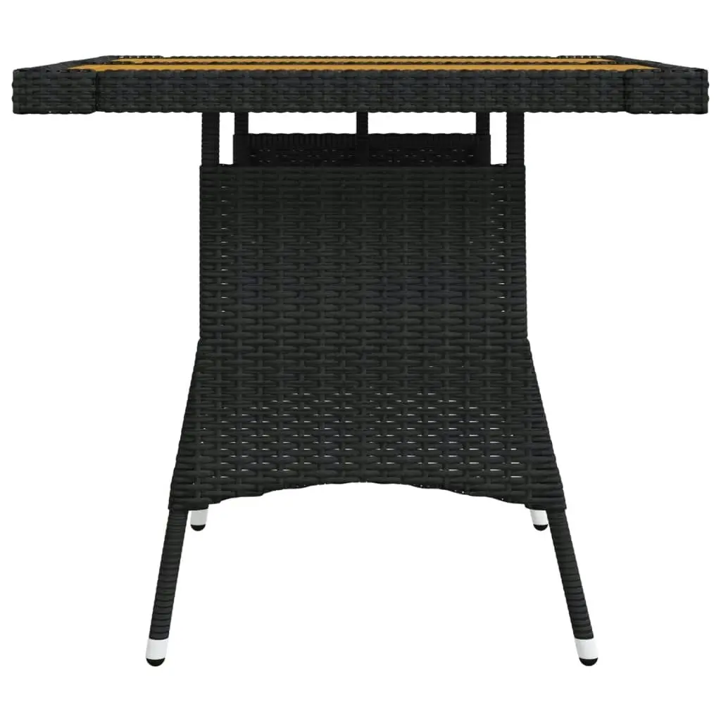 Garden Table Black 70x70x72 cm Poly Rattan & Solid Acacia Wood 318692