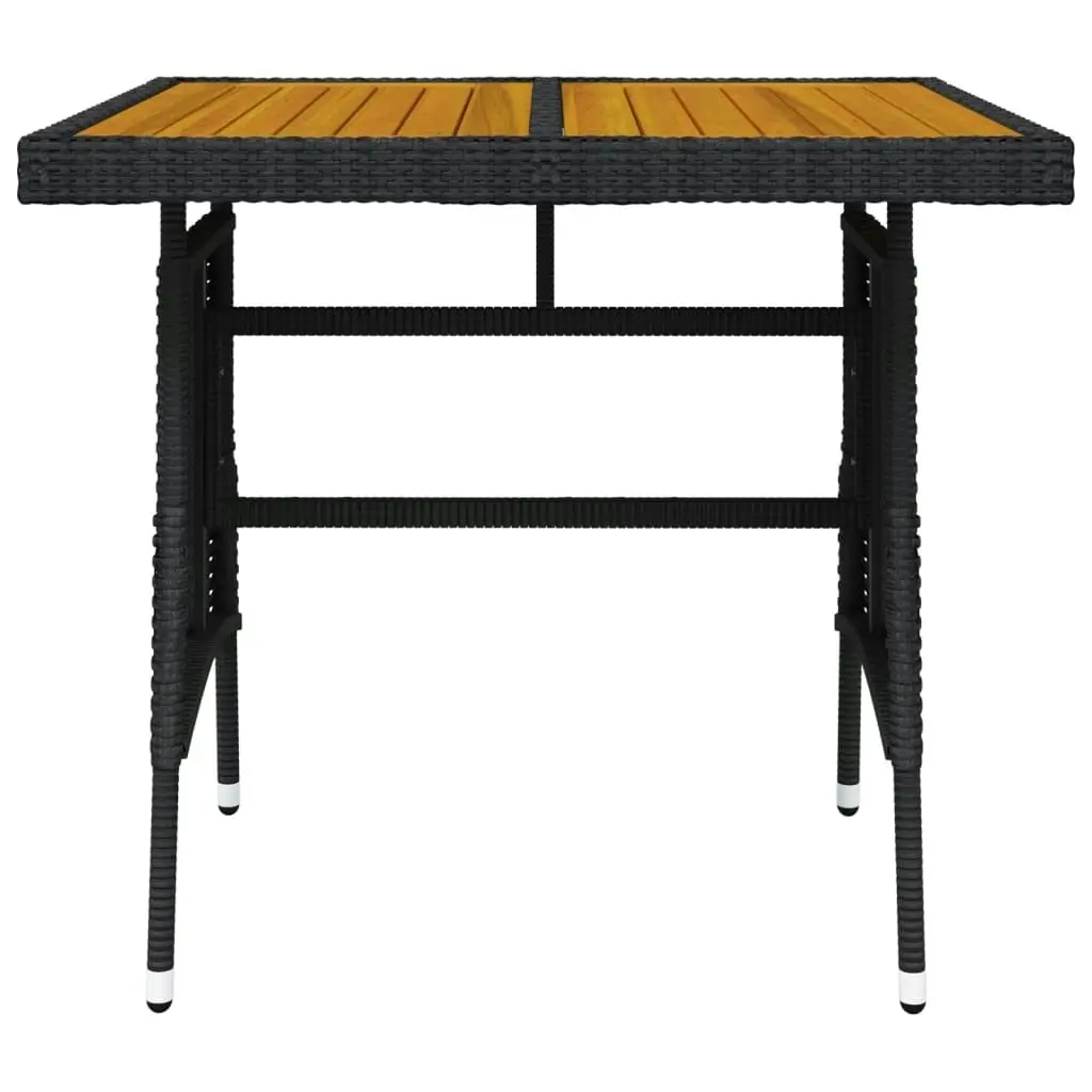 Garden Table Black 70x70x72 cm Poly Rattan & Solid Acacia Wood 318692