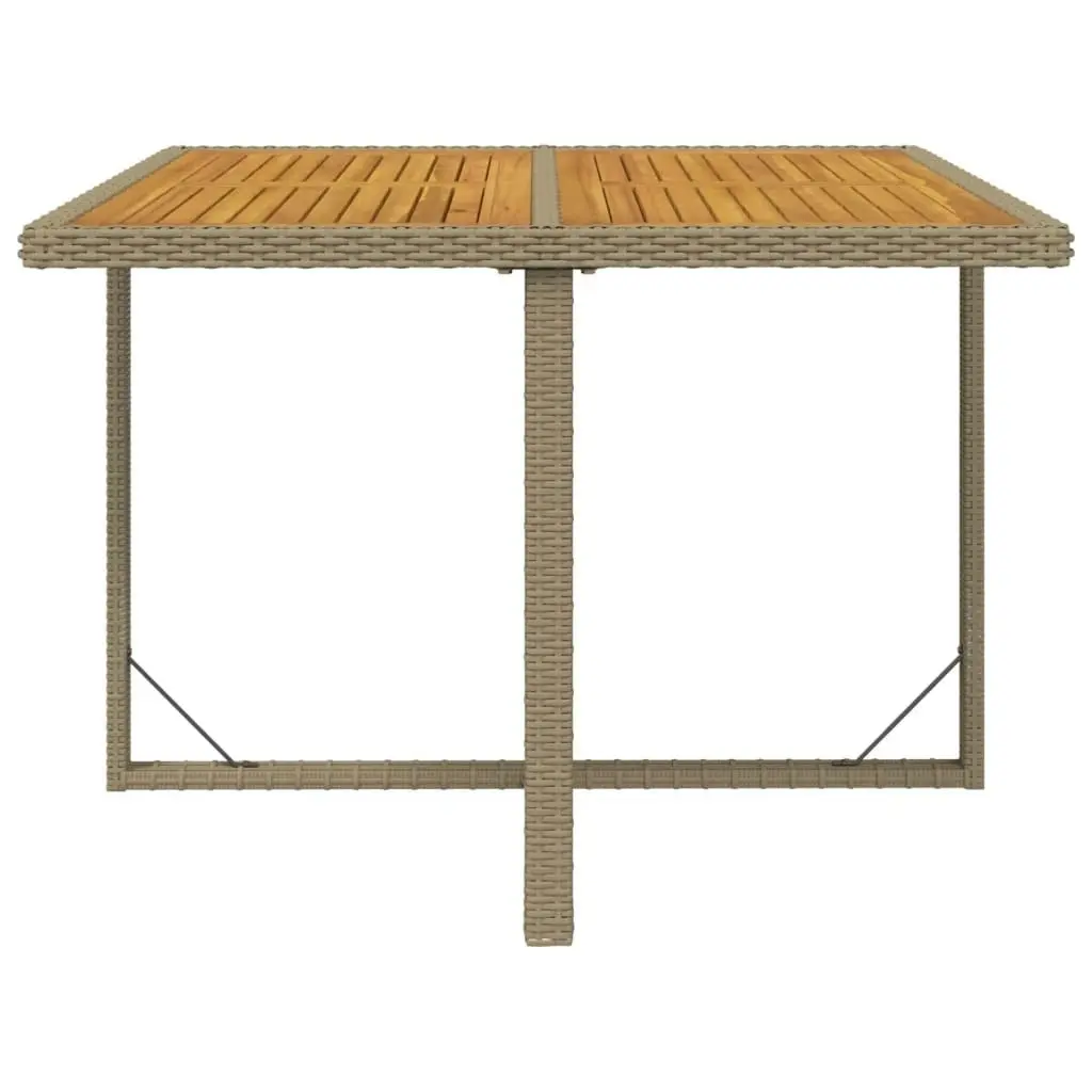 Garden Table Beige 109x107x74 cm Poly Rattan&Solid Wood Acacia 316791