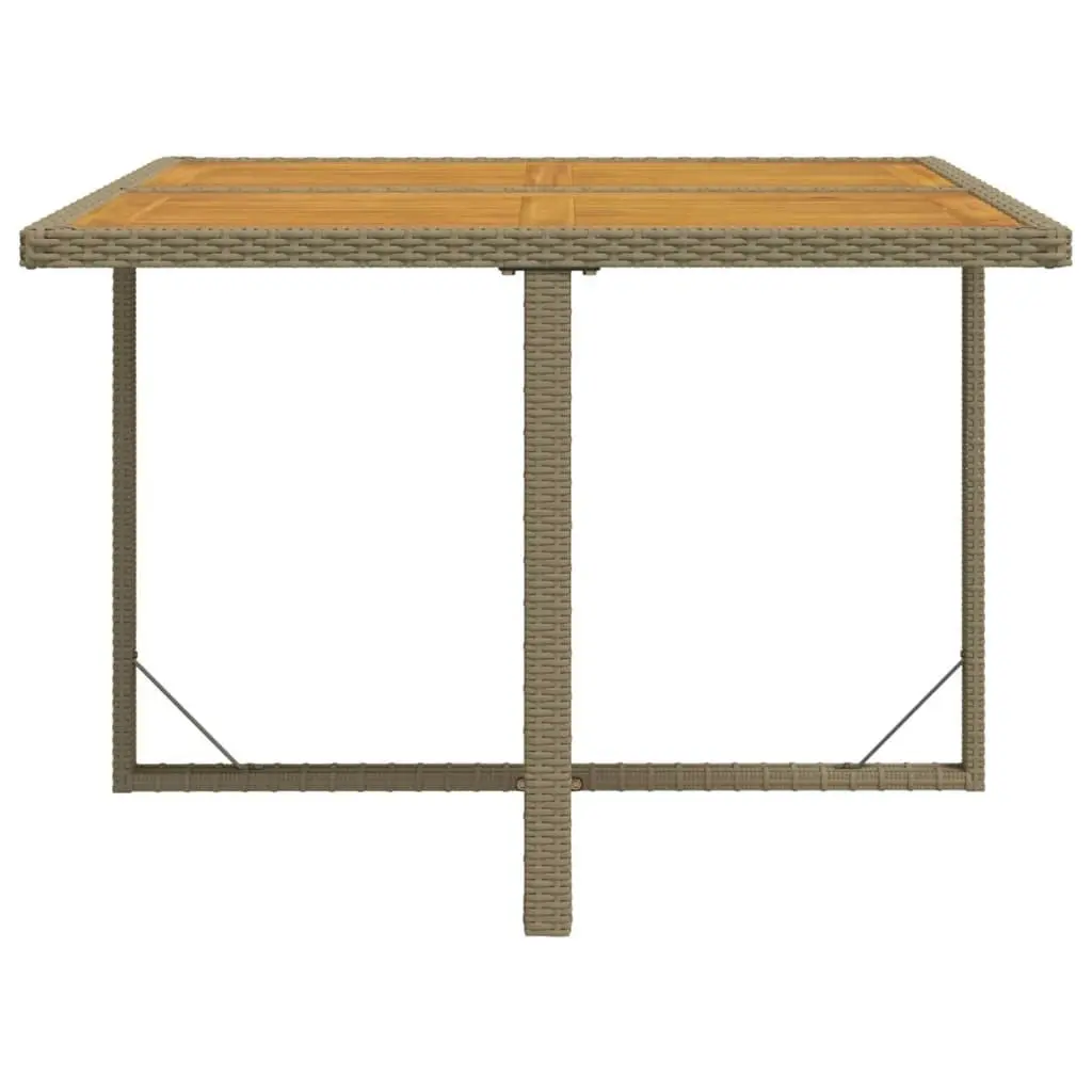 Garden Table Beige 109x107x74 cm Poly Rattan&Solid Wood Acacia 316791